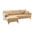 Luxe beige bank met chaise longue en kussens